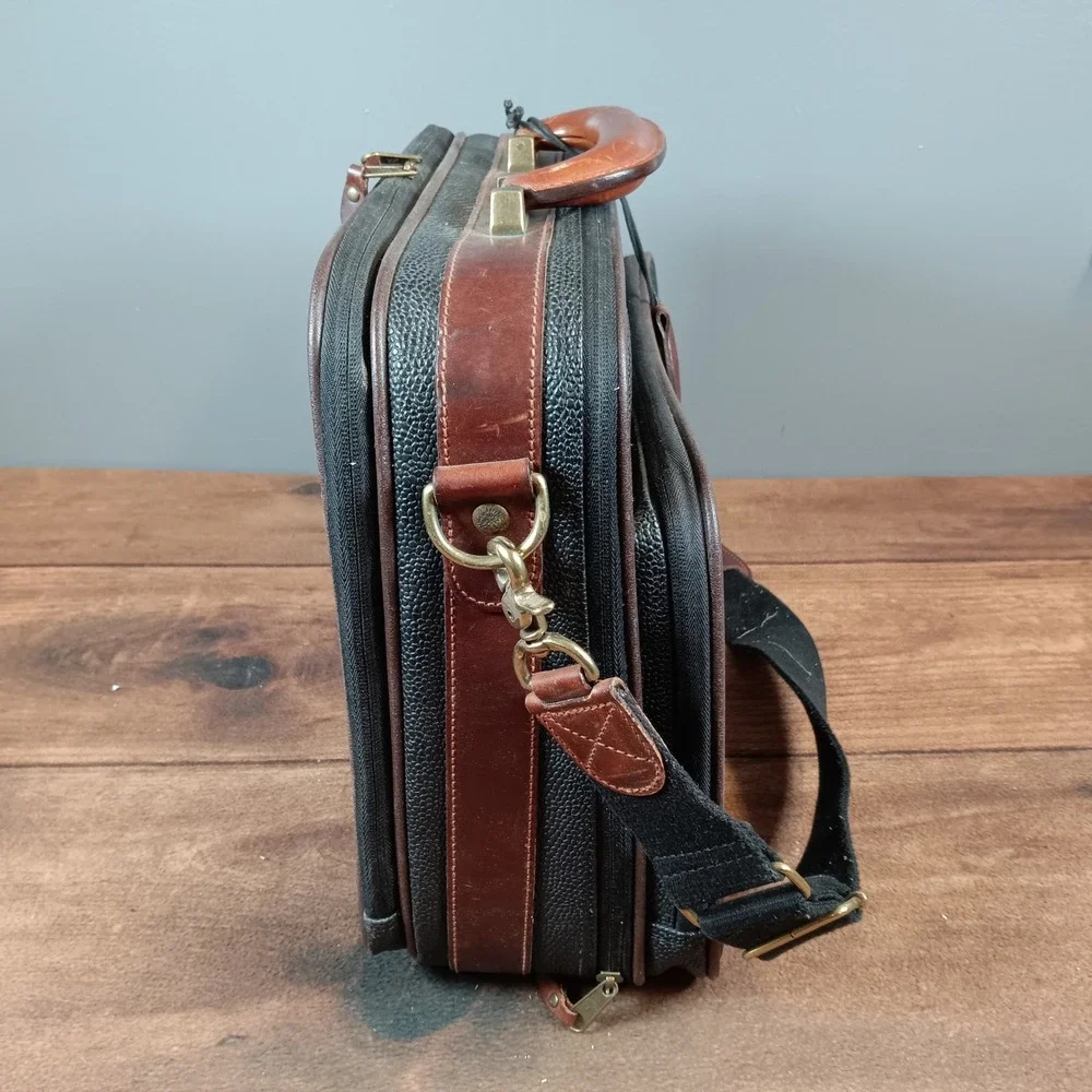 Mulberry Vintage Scotchgrain Leather Briefcase Black Brown Messenger Bag England